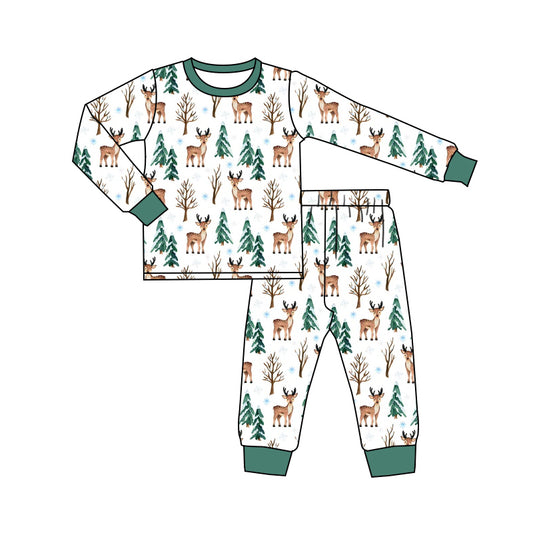 7.24 custom each style moq 5eta 4-6week Sibling Sister Christmas trees green baby girls sets and rompers match family design