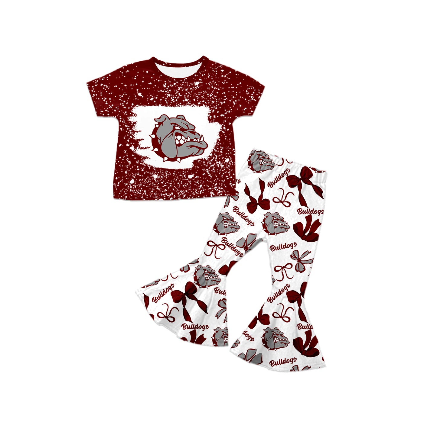 Custom moq 5 mix size milk silk summer teams baby girls clothes bow brick red short sleeve pants sets and hooded long sleeve pants sets-25.7.25