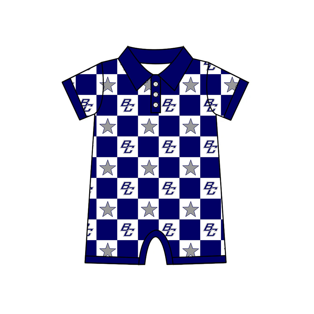 Custom moq 5 mix size milk silk summer teams Baby Girl Navy Blue Sleeveless Top Skirts Set Dress And Shorts Yoga Checked Outfit Boy's Checked Short-Sleeved Polo Shirt And Romper