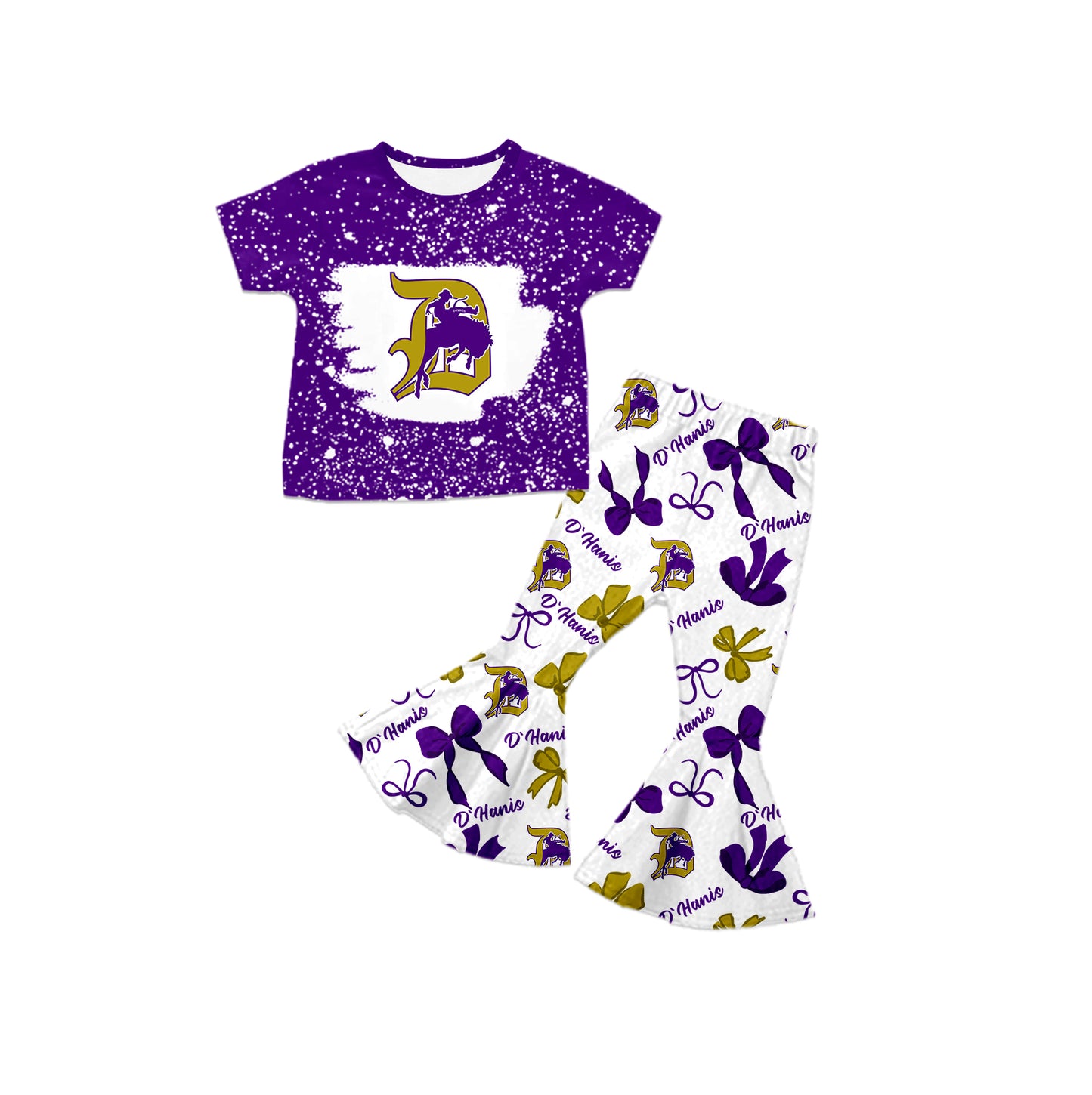 Custom moq 5 mix size milk silk summer teams baby girls clothes bow purple short sleeve pants sets and hooded long sleeve pants sets-25.7.21