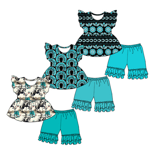 12.23 custom each style moq 5eta 4-6week Sibling Sister baby girls short sleeve shorts sets 1 and sets 2 ans sets 3 match design