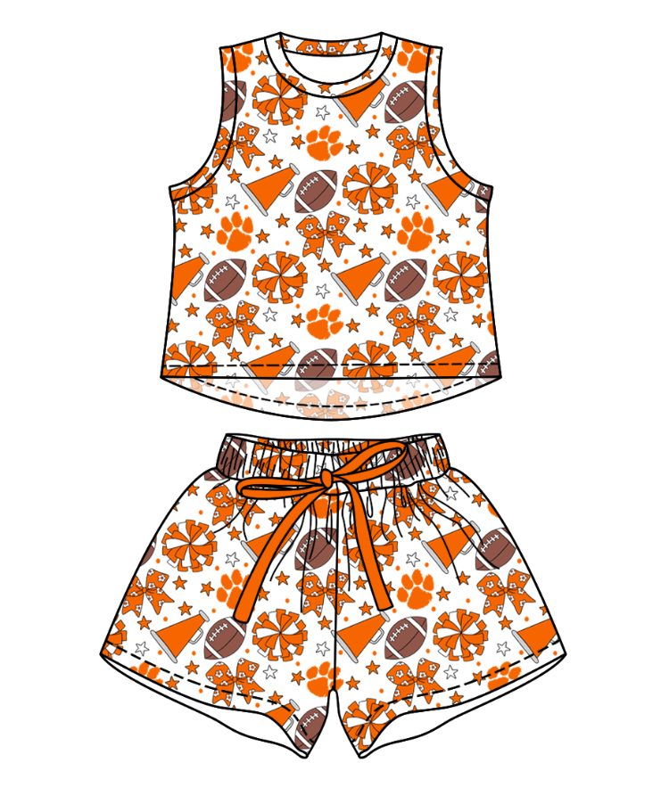 Custom moq 5 mix size milk silk summer teams Baby Girls Stars Bows Vests Top Short Yoga Active Clothes Set for Kids