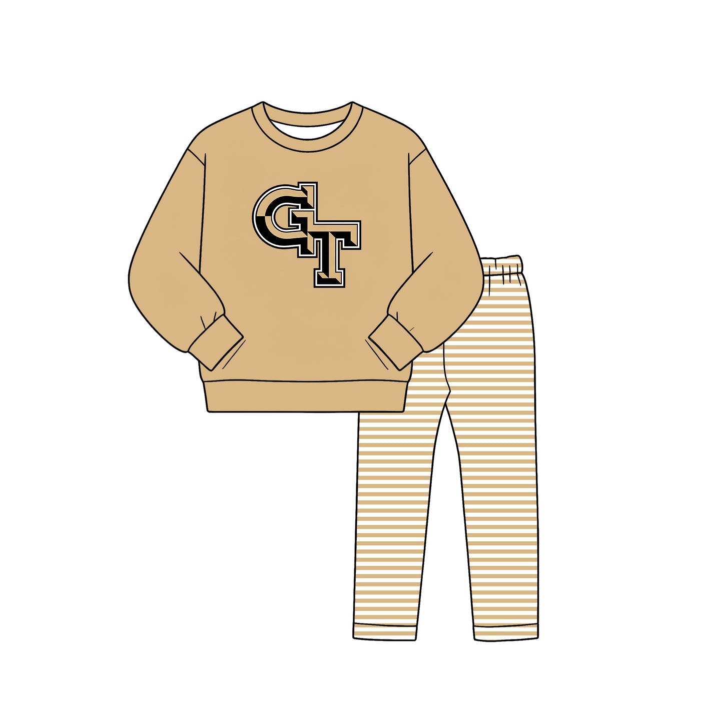 custom moq 5 mix size  MSD072710 Baby Kids Long Sleeve Tops Stripe Pants Team Casual Daily Outfit