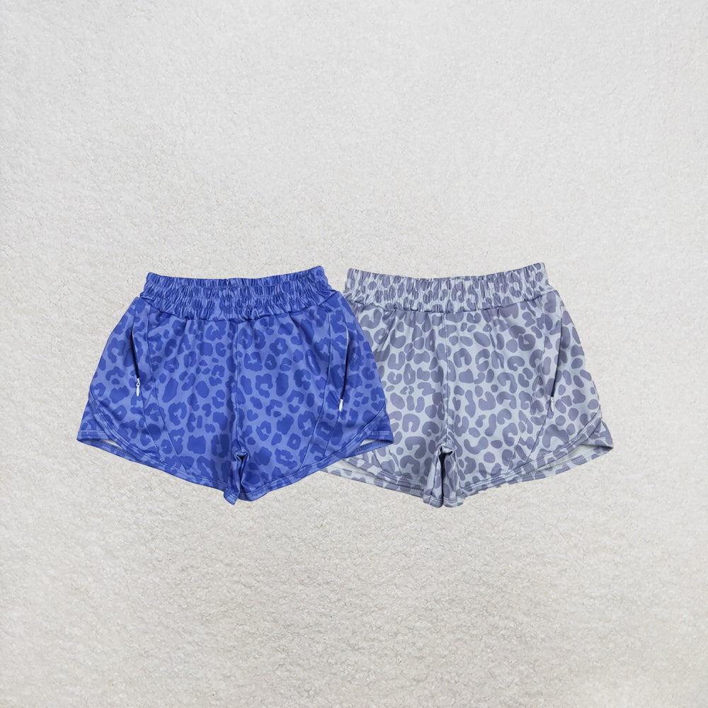 RTS NO MOQ Sibling Baby Girls Leopard Yoga Zip Shorts Bottoms