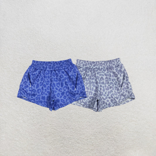 RTS NO MOQ Sibling Baby Girls Leopard Yoga Zip Shorts Bottoms