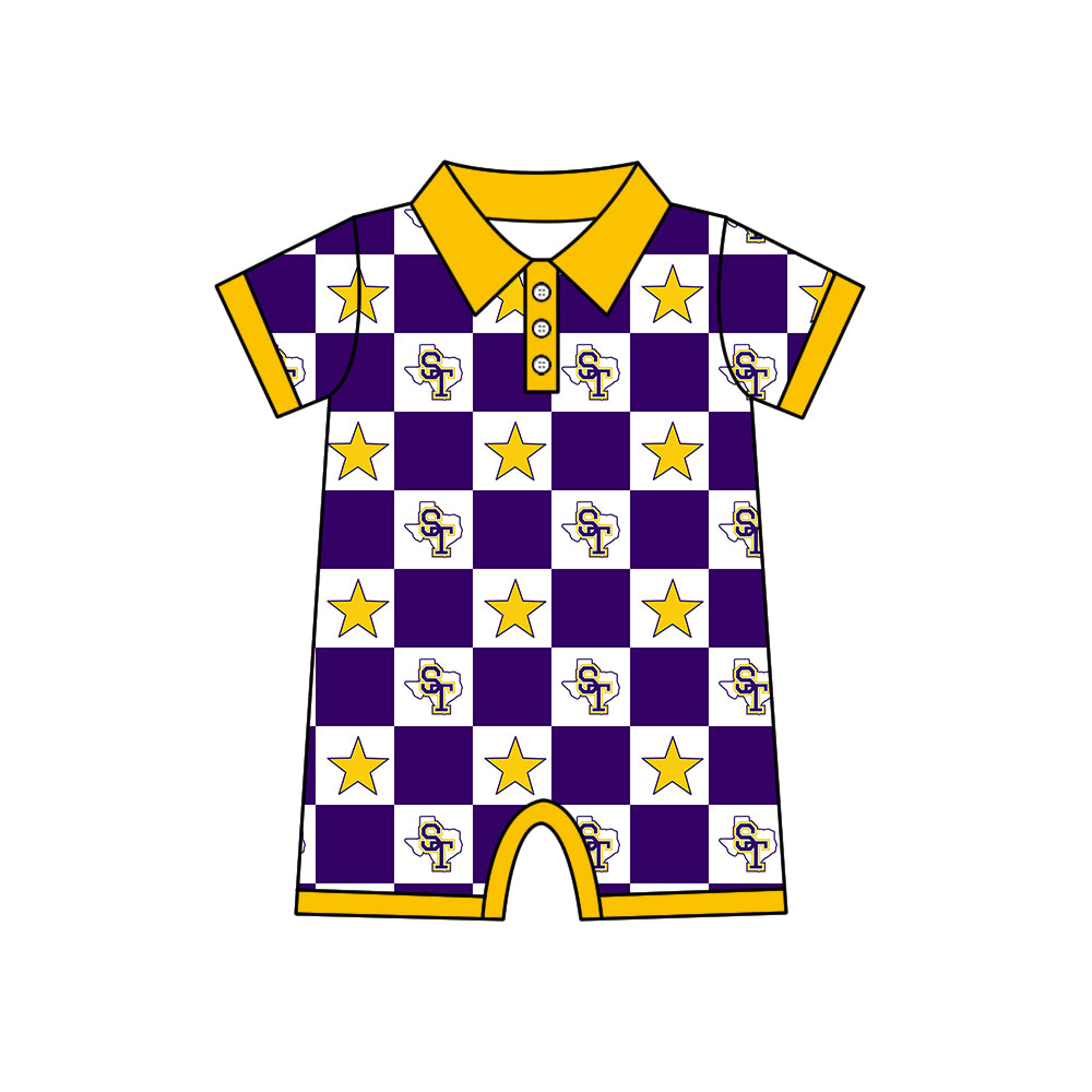 Custom moq 5 mix size milk silk summer teams Purple Checked Bows Baby Girl Sleeveless Yellow Top Skirt Short Set Dress And Shorts Yoga Outfit Boy's Top Shorts Set Romper