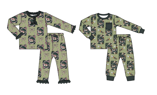 25.8.20 custom each style moq 5 eta 4-6week Sibling Sisters duck bow baby girl long sleeve pants sets 2