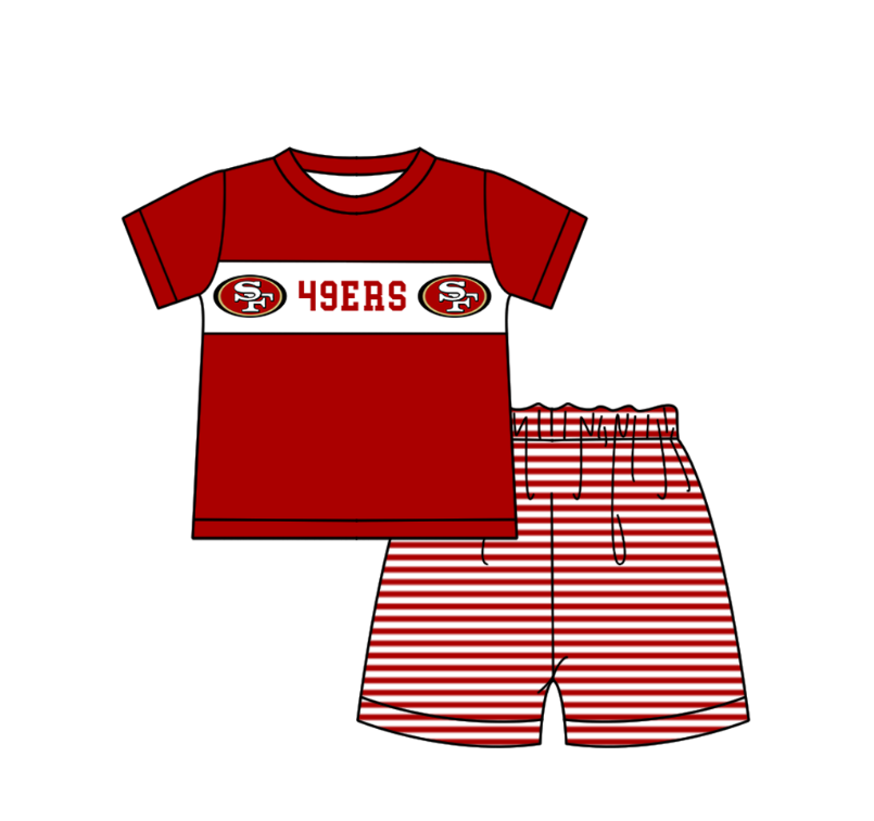 Custom moq 5 mix size milk silk summer teams baby girl boys clothes red short sleeve shorts sets 2  and dress and rompers 2 series