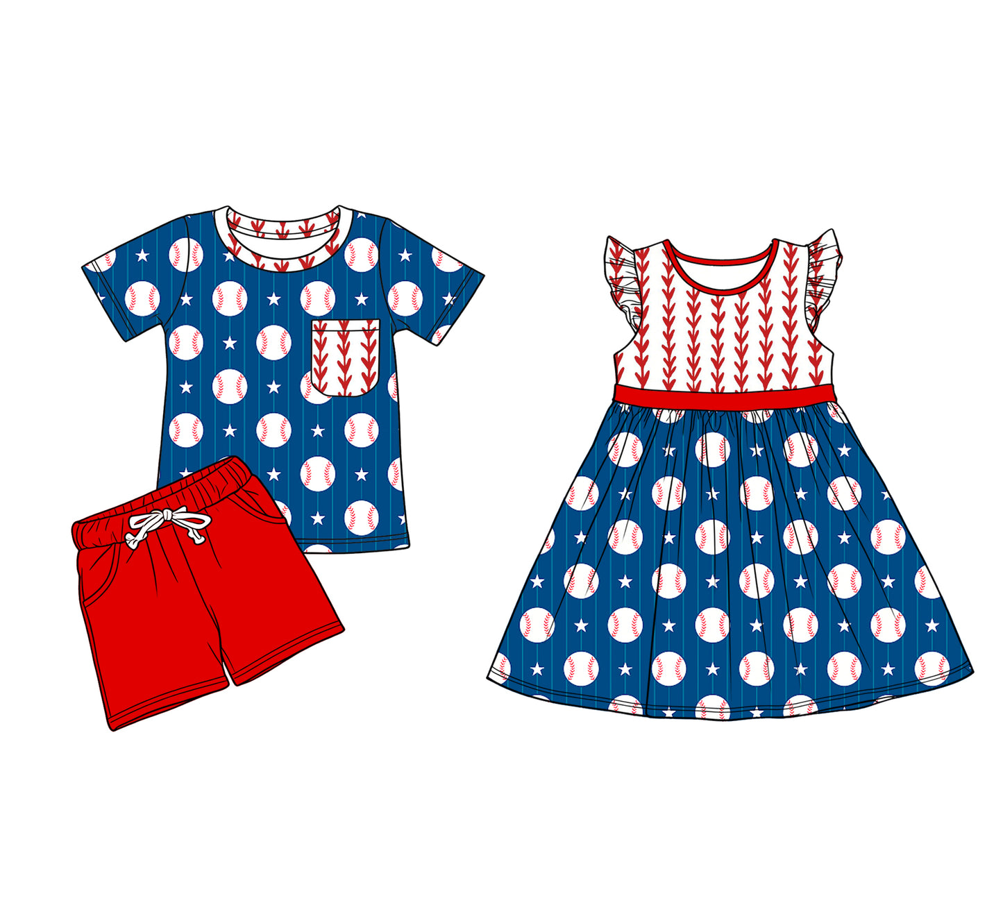 25.12.9 custom each style moq 5 eta 6-8week Sibling Sister baseball baby short sleeve shorts sets and dress match design