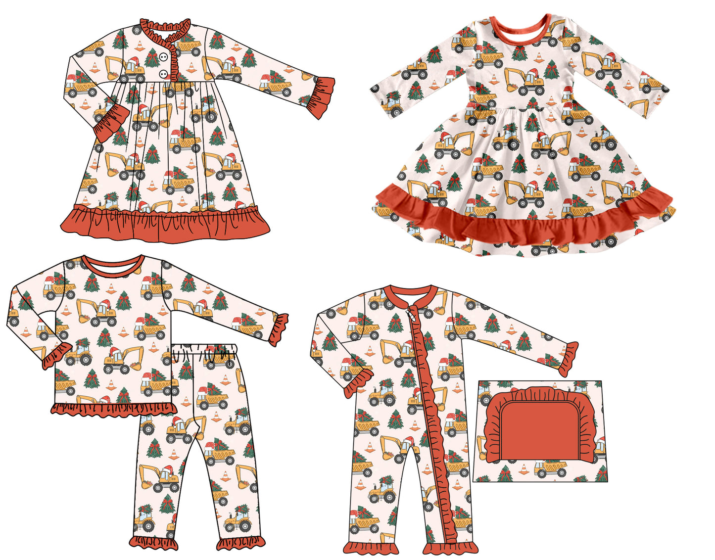 25.7.5 custom each style moq 5 eta 4-6week Sibling Sisters baby girl long sleeve pants sets and romper and dress 1 and dress 2 match family design
