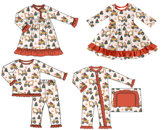25.7.5 custom each style moq 5 eta 4-6week Sibling Sisters baby girl long sleeve pants sets and romper and dress 1 and dress 2 match family design