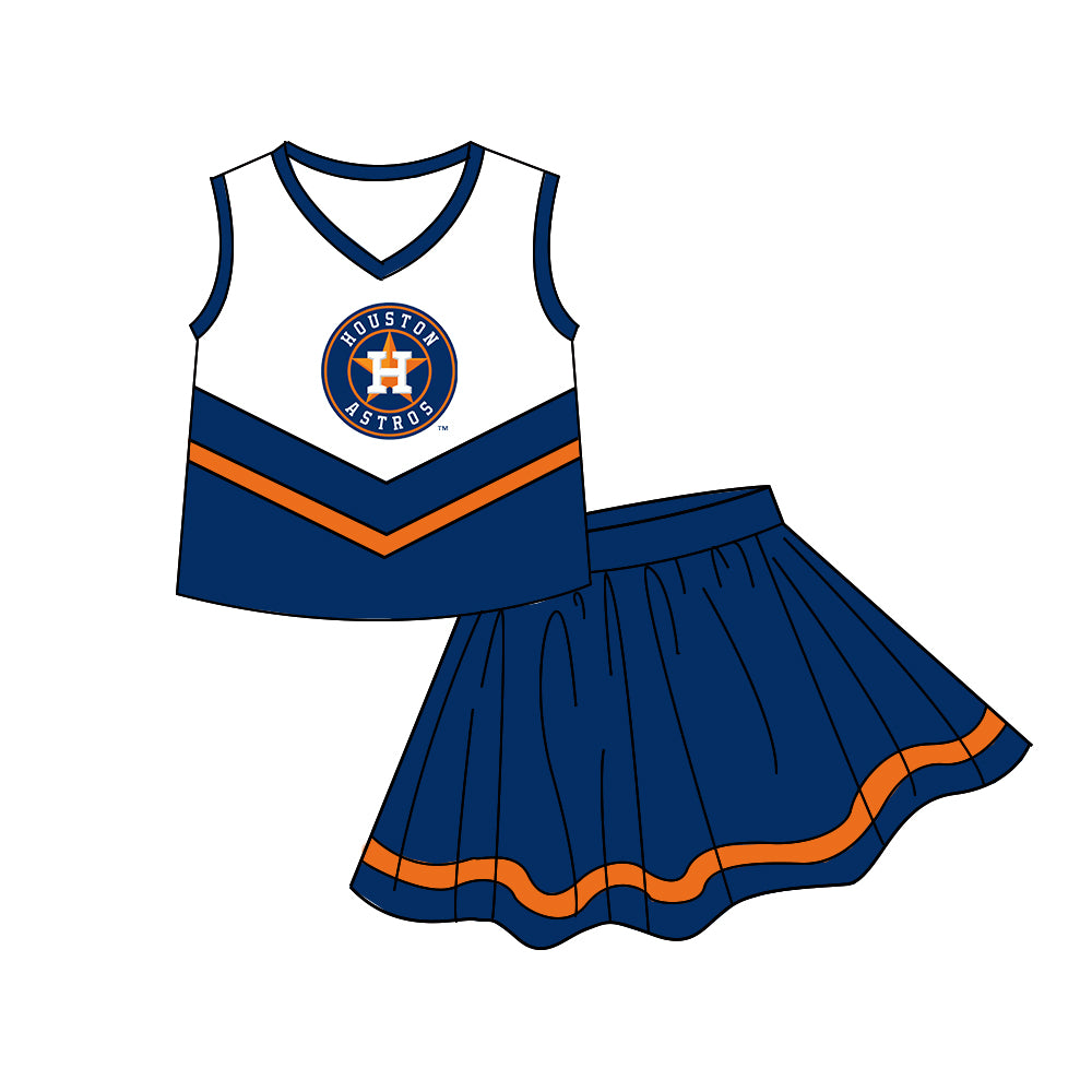 Custom moq 5 mix size milk silk summer teams Girls Navy Blue Long Sleeve Top Matching Short Sleeve Set Boys Tops