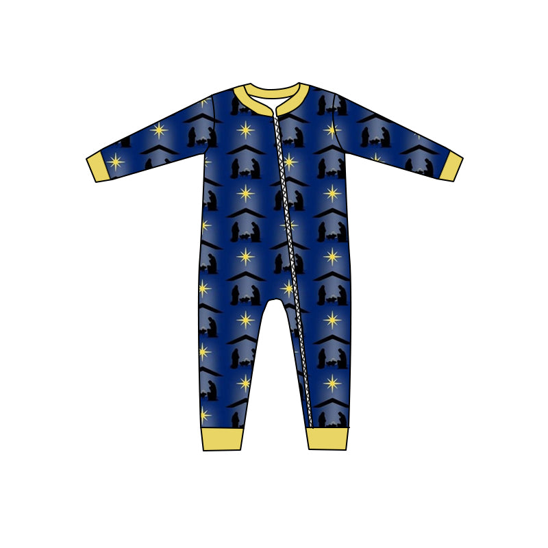 7.8 custom each style moq 5eta 4-6week Sibling Sister Jesus blue baby boys sets and rompers match family design