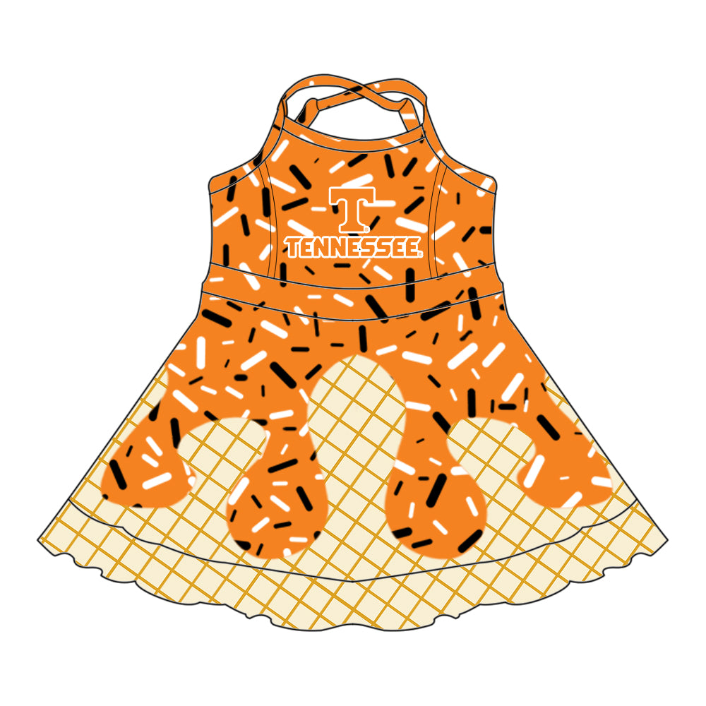Custom summer teams baby girls clothes team orange hooded long sleeve tops and short sleeve top and dress and pants and shorts-25.5.28