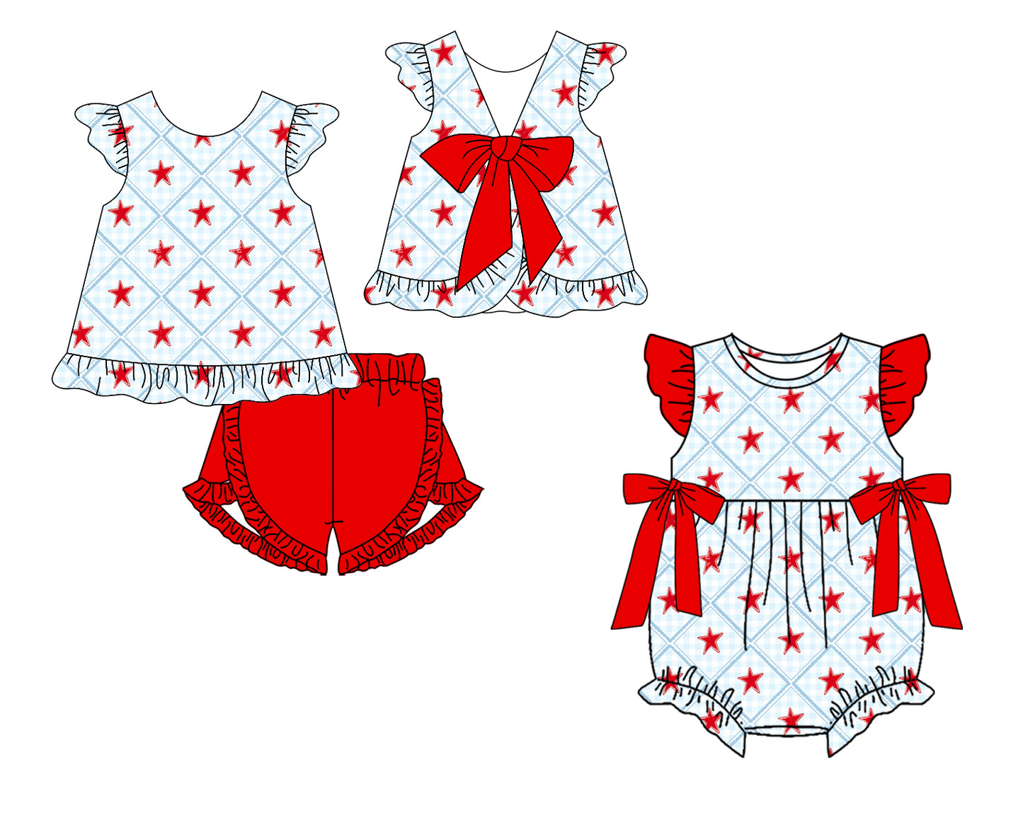 Custom moq 5 mix size Sibling Baby Girl Print Romper Set Sleeveless Top And Shorts Outfit for Spring/Summer