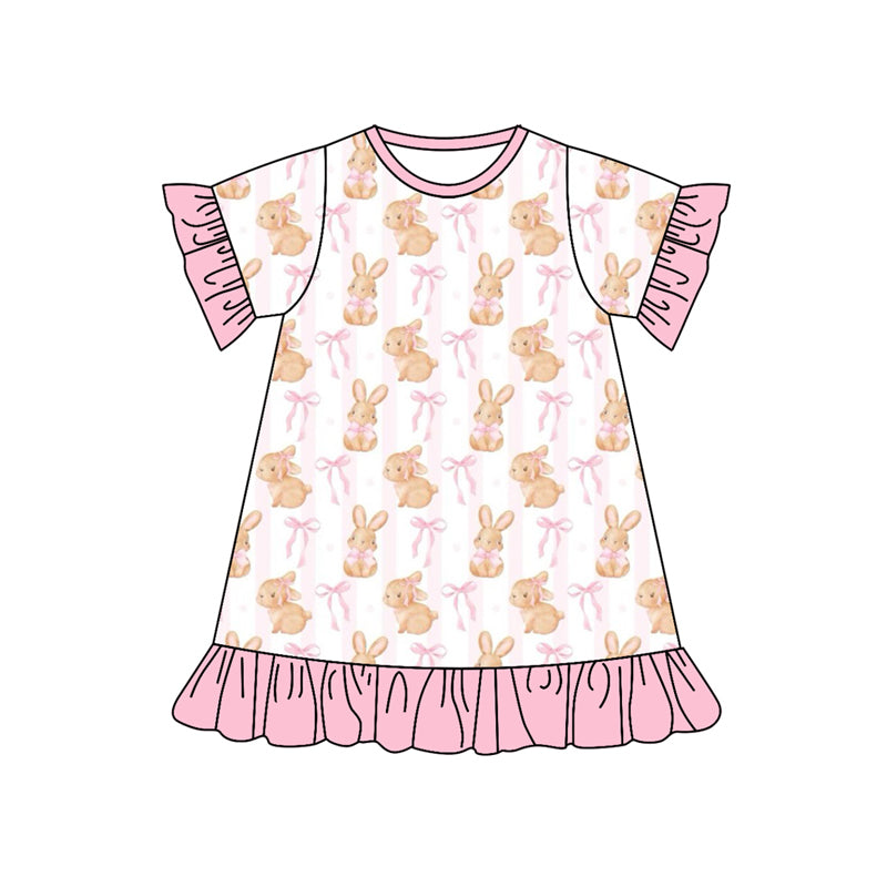 9.27 custom each style moq 5eta 4-6week Sibling Sister rabbit bow pink baby girl sets and dress and rompers match family design