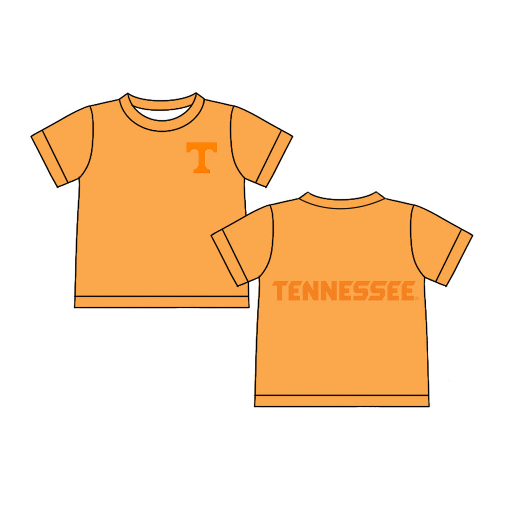 Custom moq 5 mix sizes summer teams baby girls clothes team orange short sleeve skirts shorts sets dress top-25.5.9