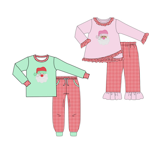 25.6.10 custom each style moq 5eta 4-6week Sibling Sisters Christmas baby girl long sleeve pants sets 1 and sets 2 match family design