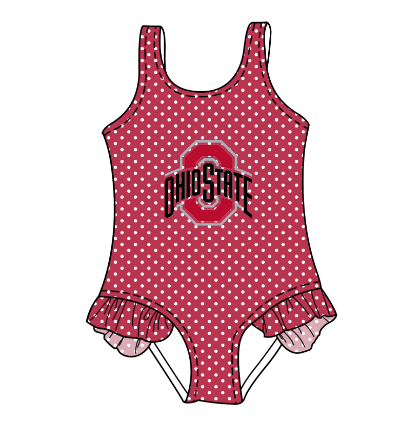 Custom moq 5 mix size milk silk summer teams Red Baby Girl Sleeveless Polka Dot Lace Onesie Swimsuit Cute Summer Beachwear for Little Girls