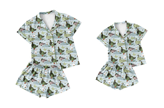 25.9.30 custom each style moq 5eta 4-6week Sibling Sister duck baby short sleeve shorts sets and adult set match design