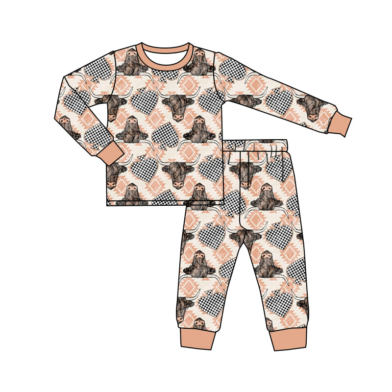 8.26 custom each style moq 5eta 4-6week Sibling Sister cow head baby boys sets and rompers match family design