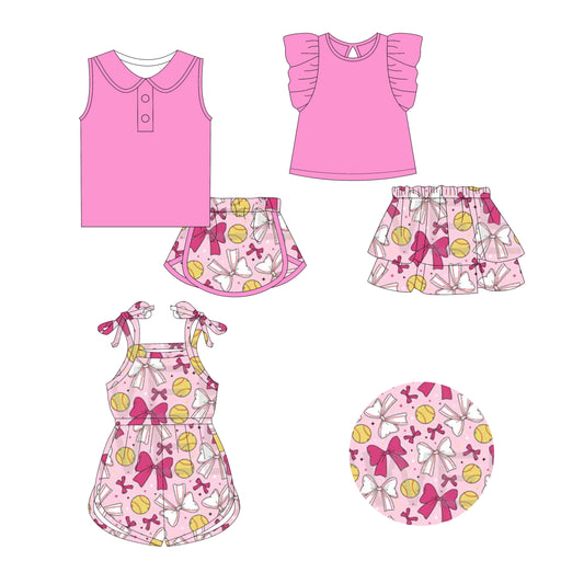2.21 custom each style moq 5eta 4-6week Sibling Sister baseball bow baby girl sets and dress and jumpsuit match family design