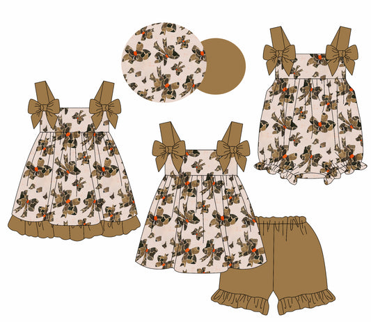1.23 custom each style moq 5eta 4-6week Sibling Sisters bow baby girl short sleeve shorts sets and dress and rompers match family design