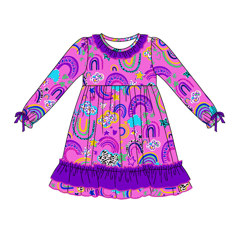 8.14 custom each style moq 5eta 4-6week Sibling Sister rainbow colorful baby girl sets and dress and rompers match family design