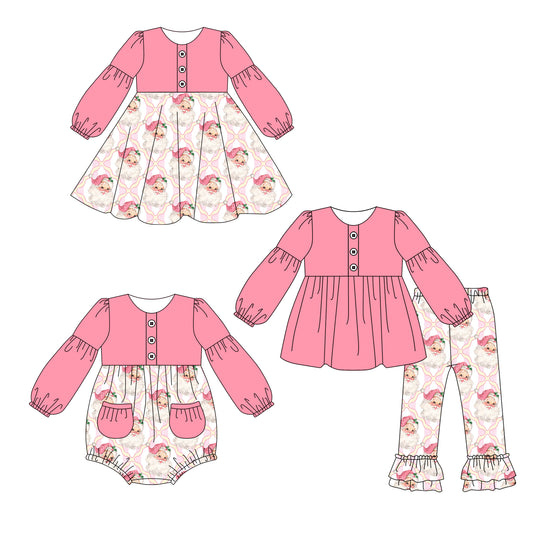25.5.16 custom each style moq 5eta 4-6week Sibling Sisters Christmas bow baby girl long sleeve pants sets and dress and rompers match family design