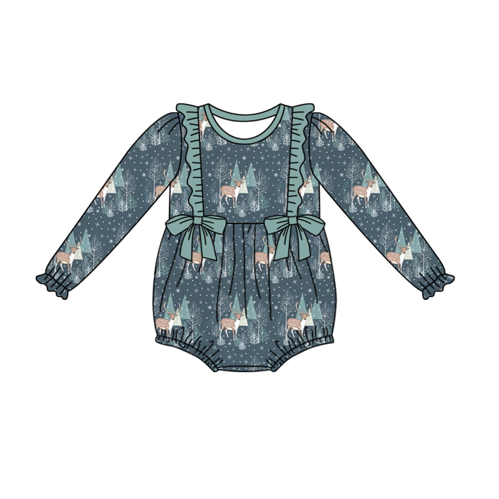6.10 custom each style moq 5eta 4-6week Sibling Sister Christas deer baby girls sets and dress and baby romper match family design