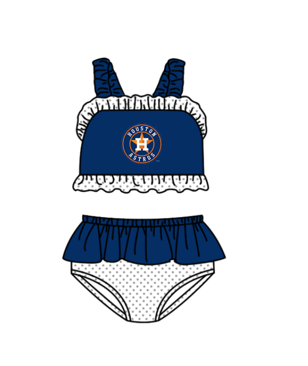 Custom moq 5 mix size milk silk summer teams baby girl boys clothes Navy Blue Two-Piece Swimsuit Set One Piece Swimsuits boy swim trunks