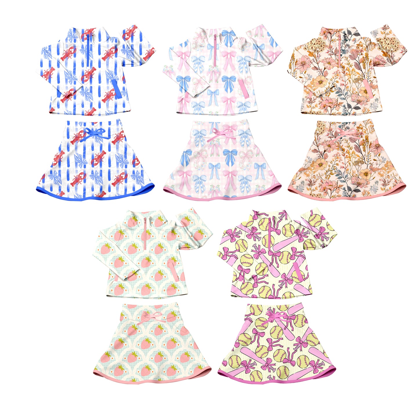 25.10.17 custom each style moq 5 eta 6-8week Sibling Sisters mardi gras baby girl long sleeve skirts sets 5 match family design