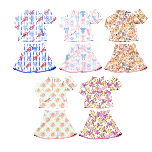 25.10.17 custom each style moq 5 eta 6-8week Sibling Sisters mardi gras baby girl long sleeve skirts sets 5 match family design