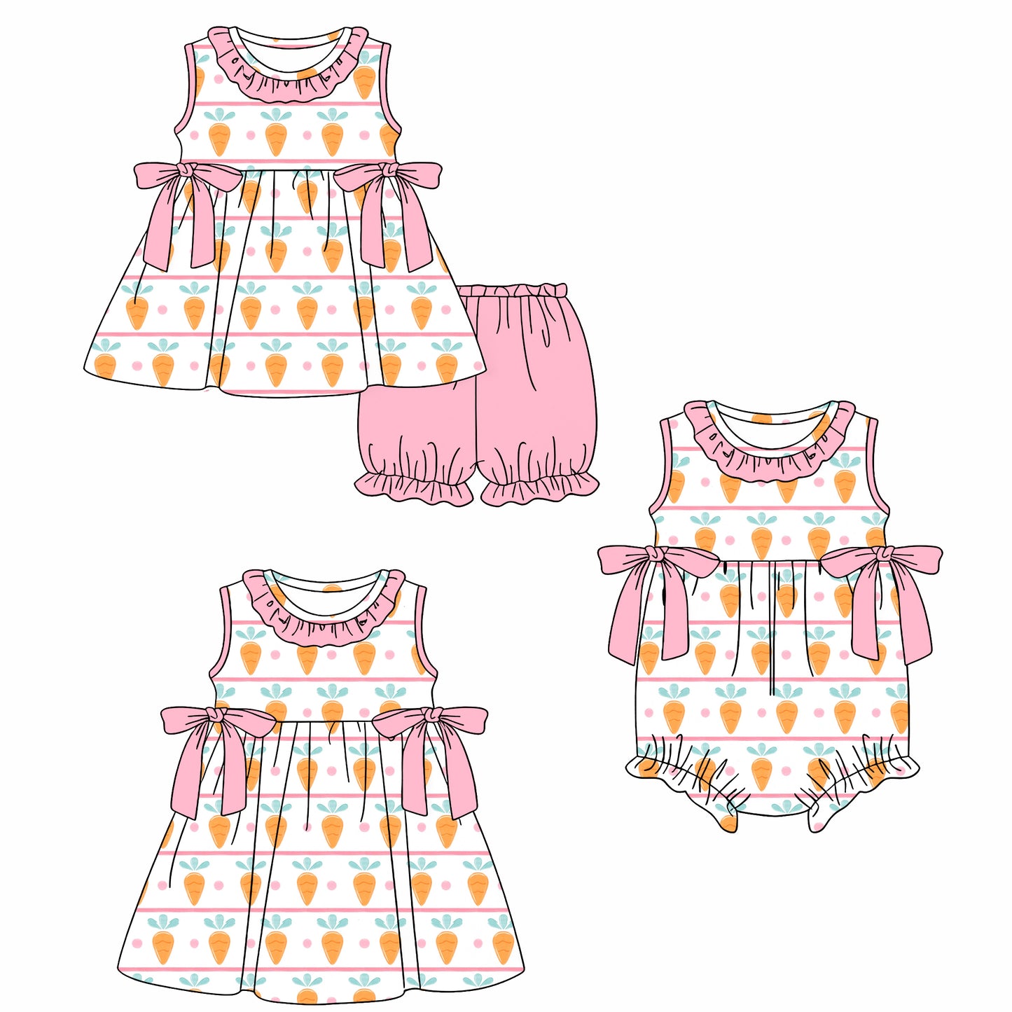 26.1.15 custom each style moq 5 eta 6-8week Sibling Sister easter baby short sleeve shorts sets and romper and dress match design