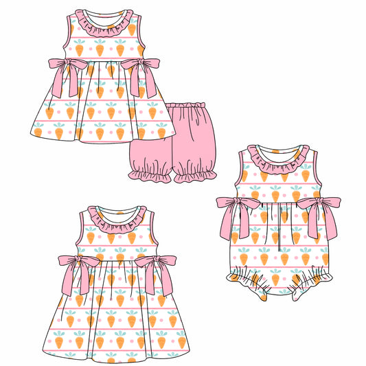 26.1.15 custom each style moq 5 eta 6-8week Sibling Sister easter baby short sleeve shorts sets and romper and dress match design