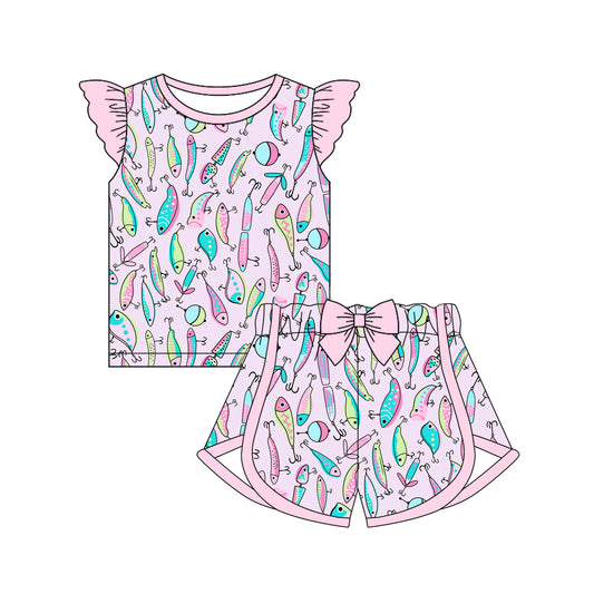 11.15 custom each style moq 5eta 4-6week Sibling Sister baby girl short sleeve shorts fish sets 1 and easter sets 2 match design