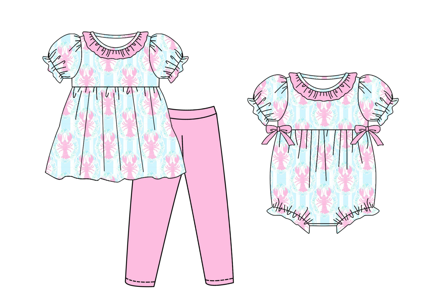 25.10.22 custom each style moq 5 eta 6-8week Sibling Sisters baby girl clothes short sleeve pants sets and romper match family design