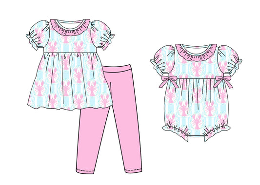 25.10.22 custom each style moq 5 eta 6-8week Sibling Sisters baby girl clothes short sleeve pants sets and romper match family design