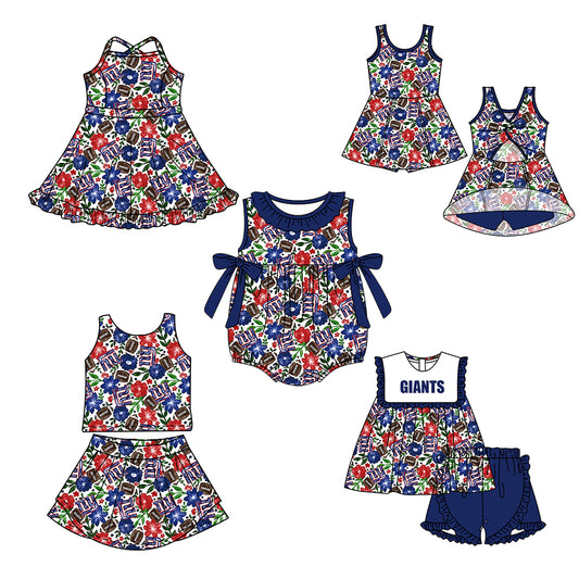 Custom moq 5 mix size milk silk summer teams Baby Girl Navy Blue Sleeveless Top And Shorts Set Sleeveless Skirt Set Yoga Dress Romper