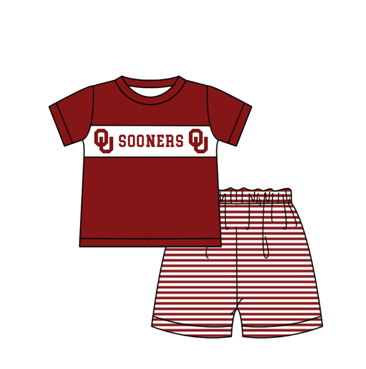 Custom moq 5 mix size milk silk summer teams baby girl boys clothes Dark red short sleeve shorts sets 2  and dress and rompers 2 series