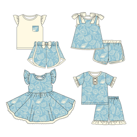 3.12 custom each style moq 5eta 4-6week Sibling Sister baby girls short sleeve set and set 2 and sets 3 and dress match design