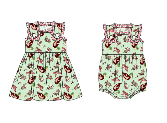 11.14 custom each style moq 5eta 4-6week Sibling Sister duck bow baby girl short sleeve dress and rompers match family design