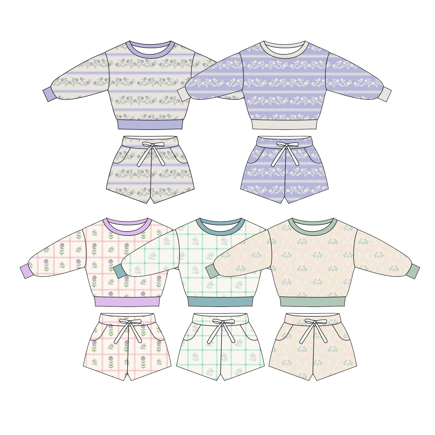 25.10.30 custom each style moq 5 eta 6-8week Sibling Sisters baby girl long sleeve shorts sets 5 match family design