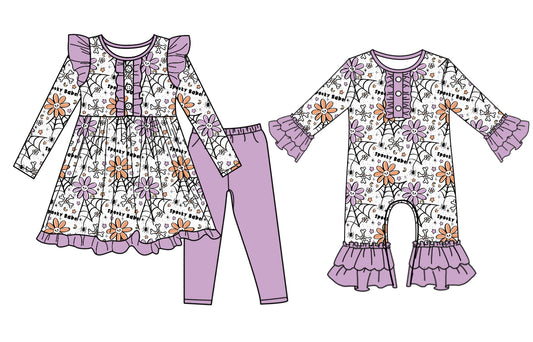 25.7.9 custom each style moq 5eta 4-6week Sibling Sister floral baby girl long sleeve pants sets and rompers match family design