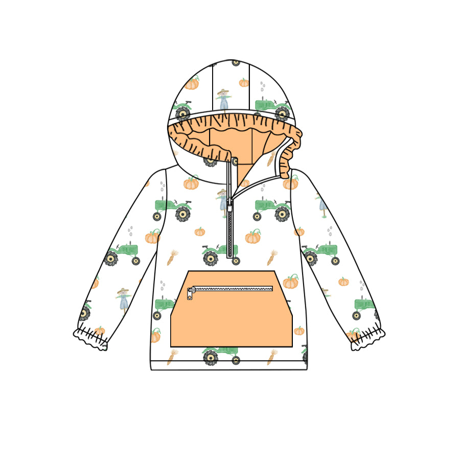 6.8 custom each style moq 5 eta 4-6week Sibling Sister pumpkin girls top 1 and bat ghost pink girls top 2 hooded long sleeve top