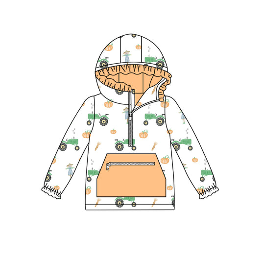 6.8 custom each style moq 5 eta 4-6week Sibling Sister pumpkin girls top 1 and bat ghost pink girls top 2 hooded long sleeve top
