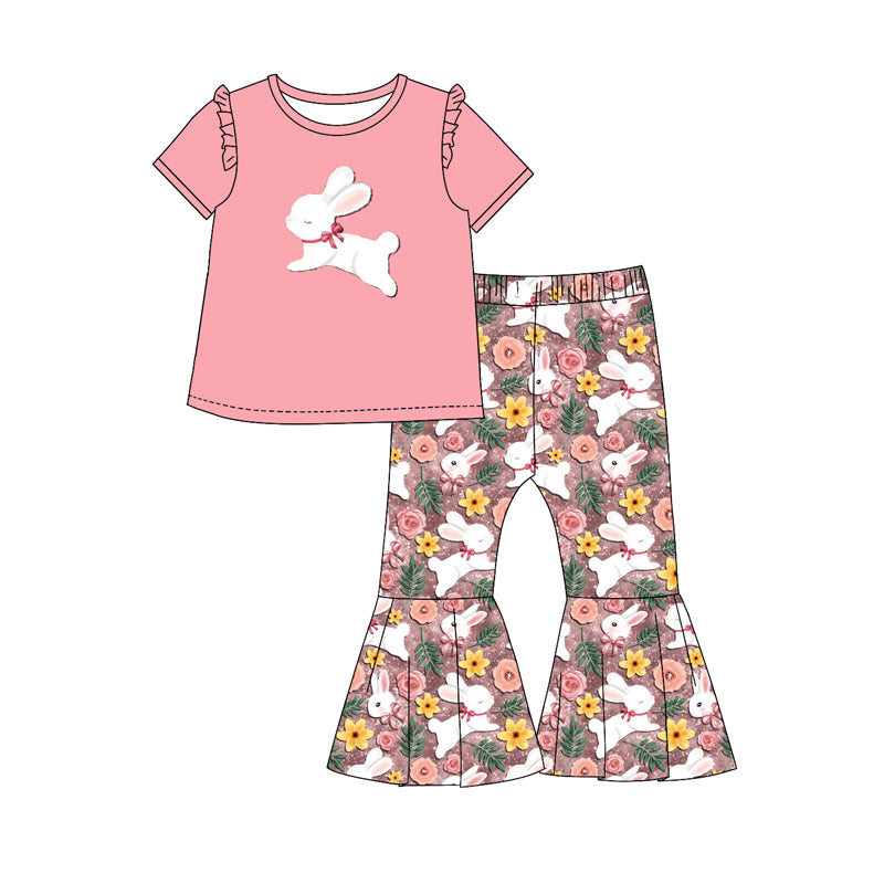 10.15 custom each style moq 5eta 4-6week Sibling Sister easter rabbit pink baby girl sets and dress and rompers match family design