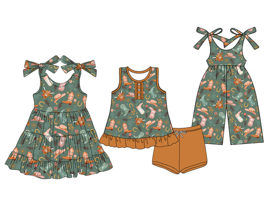 3.14 custom each style moq 5eta 4-6week Sibling Sister boot baby girl short sleeve shorts sets and dresses and jumpsuit match design