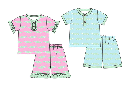 25.12.4 custom each style moq 5 eta 6-8week Sibling Sisters baby girl clothes short sleeve shorts sets 2 match family design