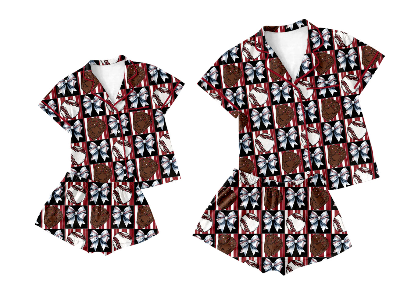 2.19 custom each style moq 5eta 4-6week Sibling Sister bow short sleeve shorts sets and adult sets match design